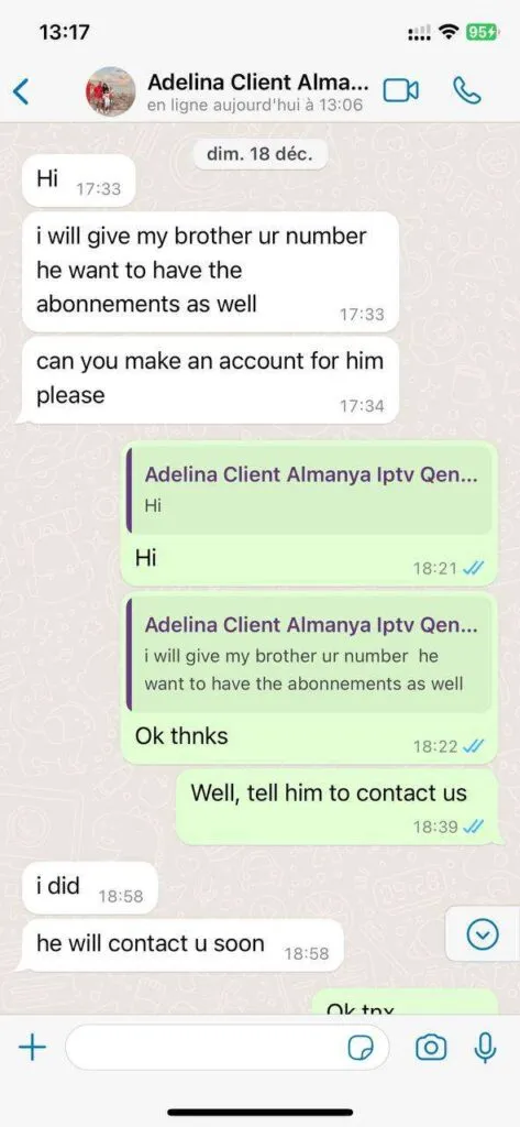 Example IPTV setup assistance in WhatsApp 5